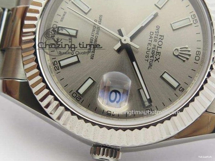 Gray SS Dial A3136 Sliver On Sticks 41mm SS Bracelet Markers Datejust II 116334 1225